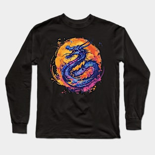 Blue dragon watercolor Long Sleeve T-Shirt